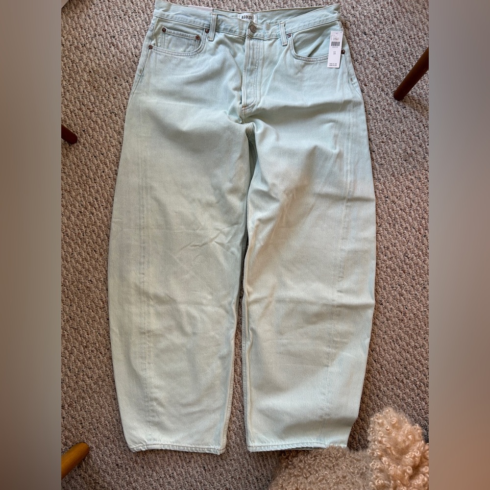 NWT AGOLDE: Luna Pieced Jeans in MINT colour - Size 33